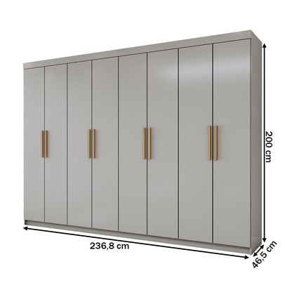 Guarda-Roupa Casal Aurora 8 Portas 4 Gavetas Taupé - Panorama Móveis