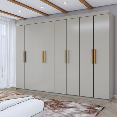 Guarda-Roupa Casal Aurora 8 Portas 4 Gavetas Taupé - Panorama Móveis