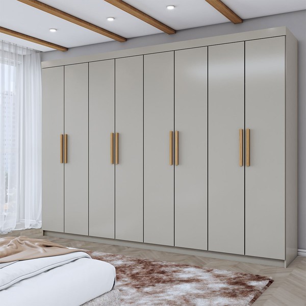 Guarda-Roupa Casal Aurora 8 Portas 4 Gavetas Taupé - Panorama Móveis