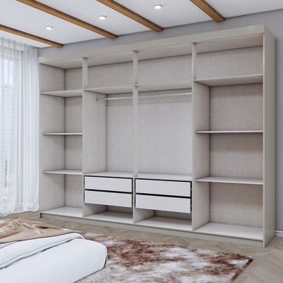 Guarda-Roupa Casal Aurora 8 Portas 4 Gavetas Taupé - Panorama Móveis