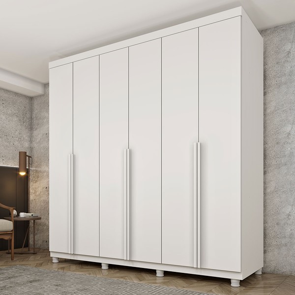 Guarda-Roupa Casal Joinville 6 Portas 4 Gavetas 31282 Neve - Tcil Móveis