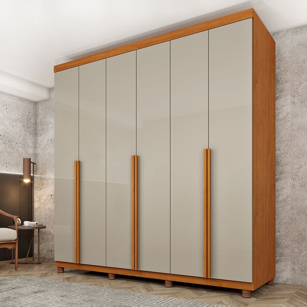 Guarda-Roupa Casal Joinville 6 Portas 4 Gavetas 31282 Cinamomo/Off White - Tcil Móveis