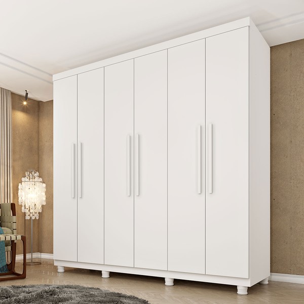 Guarda-Roupa Casal Lagos 6 Portas 4 Gavetas 31292 Neve - Tcil Móveis