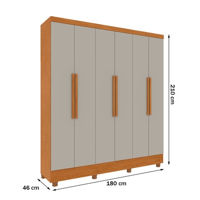 Guarda-Roupa Casal Bariloche 6 Portas 4 Gavetas 31316 Cinamomo/Off White - Tcil Móveis