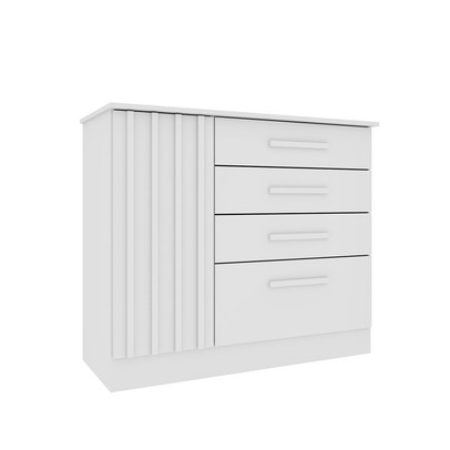 Cômoda Guarani 1 Porta 4 Gavetas Ripado Neve - Tcil Móveis