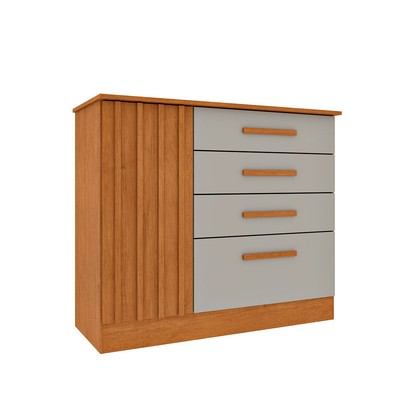 Cômoda Guarani 1 Porta 4 Gavetas Ripado Cinamomo/Off White - Tcil Móveis