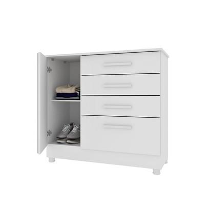 Cômoda Guarani 1 Porta 4 Gavetas Ripado 31299 Neve - Tcil Móveis