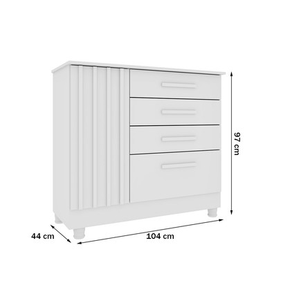 Cômoda Guarani 1 Porta 4 Gavetas Ripado 31299 Neve - Tcil Móveis