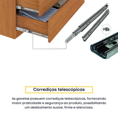 Cômoda Guarani 1 Porta 4 Gavetas Ripado 31299 Cinamomo - Tcil Móveis