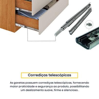 Cômoda Guarani 1 Porta 4 Gavetas Ripado 31299 Cinamomo/Off White - Tcil Móveis