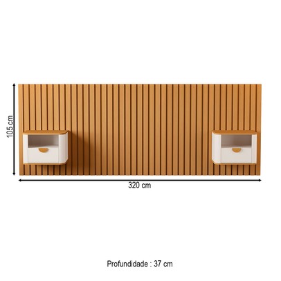 Cabeceira Queen Buriti 2 Gavetas Ripado Off White/Nature - Jb Bechara