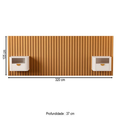 Cabeceira Queen Buriti 2 Gavetas Ripado Off White - Jb Bechara