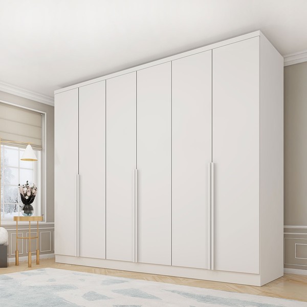 Guarda-Roupa Casal Cataguases 6 Portas 4 Gavetas Neve - Tcil Móveis