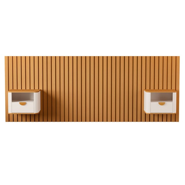 Cabeceira Queen Buriti 2 Gaveta Ripado Off White/Nature - Jb Bechara