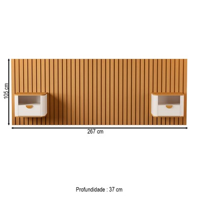 Cabeceira Queen Buriti 2 Gaveta Ripado Off White/Nature - Jb Bechara