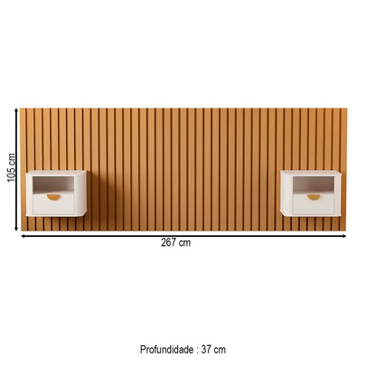 Cabeceira Queen Buriti 2 Gaveta Ripado Off White - Jb Bechara