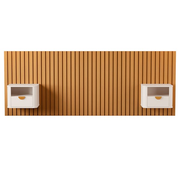 Cabeceira Queen Buriti 2 Gaveta Ripado Off White - Jb Bechara