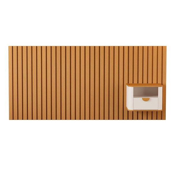 Cabeceira Queen Buriti 1 Gaveta Ripado Off White/Nature - Jb Bechara