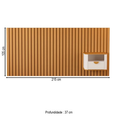 Cabeceira Queen Buriti 1 Gaveta Ripado Off White/Nature - Jb Bechara