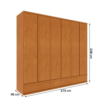 Guarda-Roupa Casal Esparta 6 Portas 9 Gavetas Cinamomo - Tcil Móveis