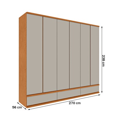 Guarda-Roupa Casal Esparta 6 Portas 9 Gavetas Cinamomo/Off White - Tcil Móveis