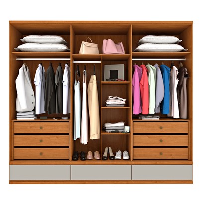 Guarda-Roupa Casal Esparta 6 Portas 9 Gavetas Cinamomo/Off White - Tcil Móveis