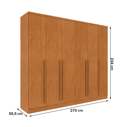 Guarda-Roupa Casal Sevila 6 Portas 8 Gavetas Cinamomo - Tcil Móveis