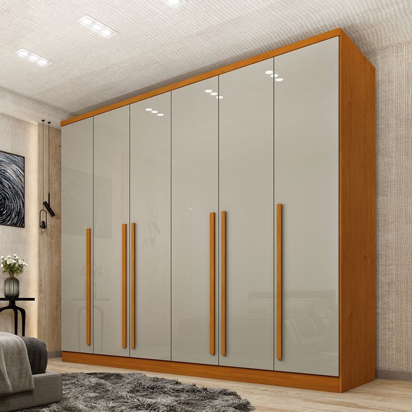 Guarda-Roupa Casal Sevila 6 Portas 8 Gavetas Cinamomo/Off White - Tcil Móveis