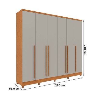 Guarda-Roupa Casal Sevila 6 Portas 8 Gavetas 31579 Cinamomo/Off White - Tcil Móveis