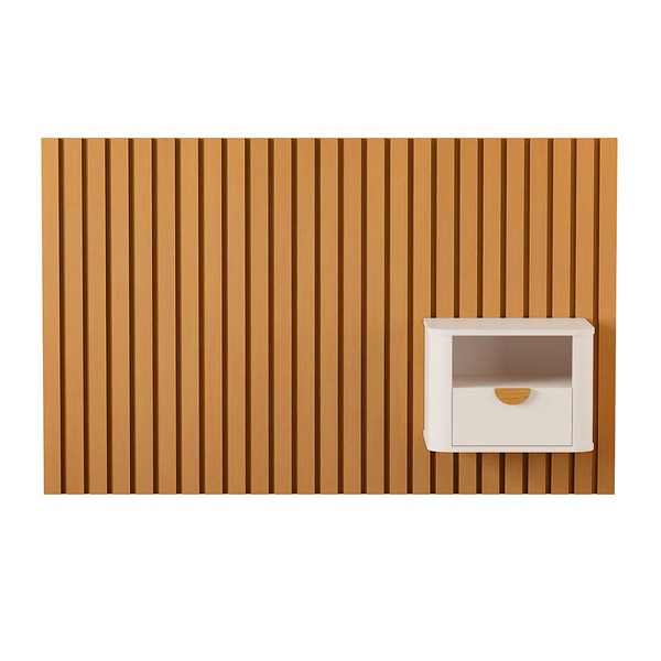 Cabeceira Solteiro Buriti 1 Gaveta Ripado Off White - Jb Bechara