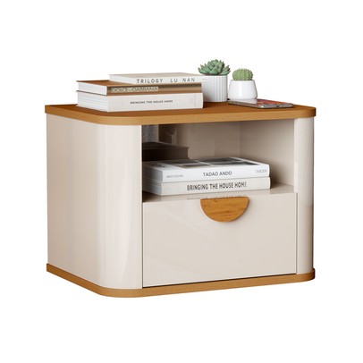 Mesa de Cabeceira Buriti 1 Gaveta Off White/Nature - Jb Bechara