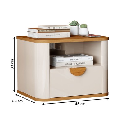 Mesa de Cabeceira Buriti 1 Gaveta Off White/Nature - Jb Bechara