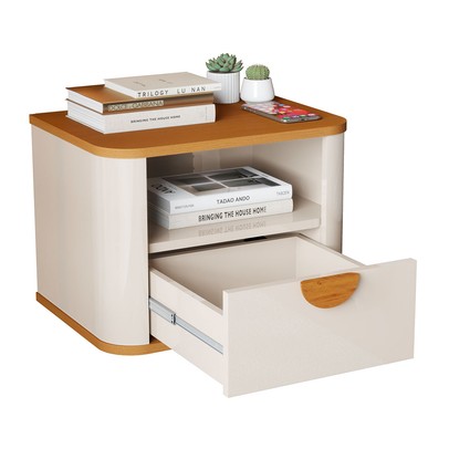 Mesa de Cabeceira Buriti 1 Gaveta Off White/Nature - Jb Bechara