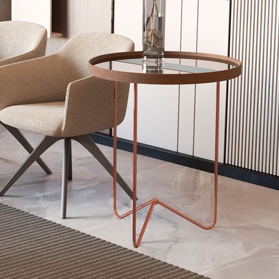 Mesa de Canto Alamanda com Espelho Castanho/Bronze - Jb Bechara