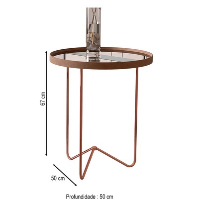 Mesa de Canto Alamanda com Espelho Castanho/Bronze - Jb Bechara