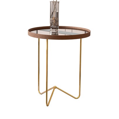 Mesa de Canto Alamanda com Espelho Castanho/Dourado - Jb Bechara