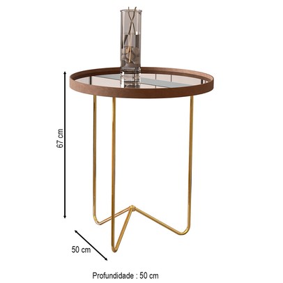 Mesa de Canto Alamanda com Espelho Castanho/Dourado - Jb Bechara
