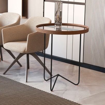 Mesa de Canto Alamanda com Espelho Castanho/Preto - Jb Bechara