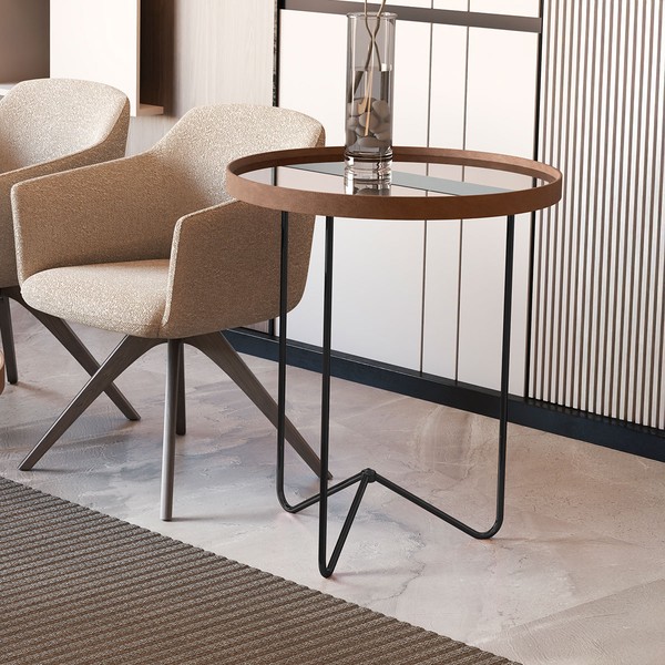 Mesa de Canto Alamanda com Espelho Castanho/Preto - Jb Bechara