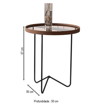 Mesa de Canto Alamanda com Espelho Castanho/Preto - Jb Bechara