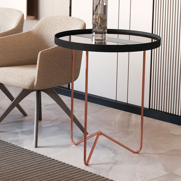 Mesa de Canto Alamanda com Espelho Preto/Bronze - Jb Bechara