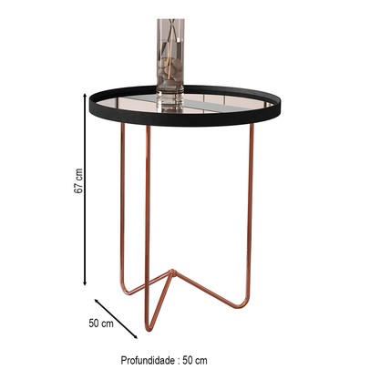 Mesa de Canto Alamanda com Espelho Preto/Bronze - Jb Bechara