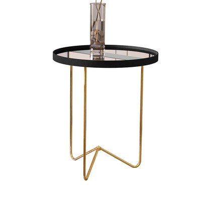 Mesa de Canto Alamanda com Espelho Preto/Dourado - Jb Bechara