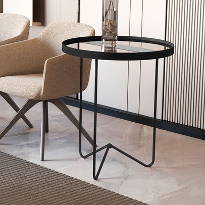 Mesa de Canto Alamanda com Espelho Preto/Preto - Jb Bechara