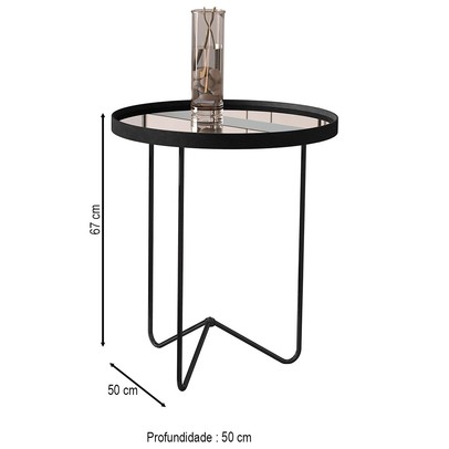 Mesa de Canto Alamanda com Espelho Preto/Preto - Jb Bechara