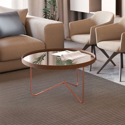 Mesa de Centro Alamanda com Espelho Castanho/Bronze - Jb Bechara