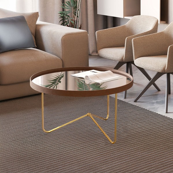 Mesa de Centro Alamanda com Espelho Castanho/Dourado - Jb Bechara