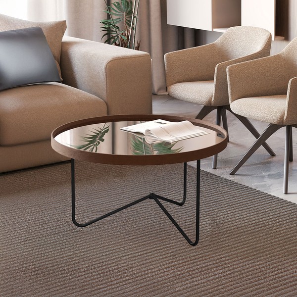 Mesa de Centro Alamanda com Espelho Castanho/Preto - Jb Bechara