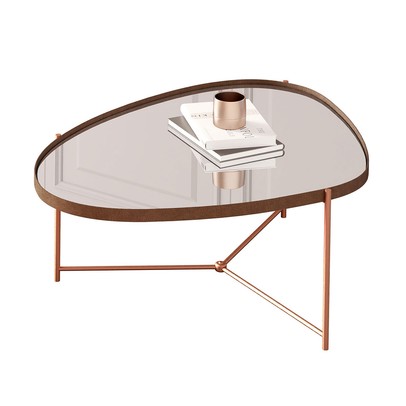 Mesa de Centro Orgânica Alamanda com Espelho Castanho/Bronze - Jb Bechara