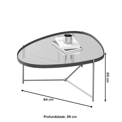 Mesa de Centro Orgânica Alamanda com Espelho Castanho/Preto - Jb Bechara